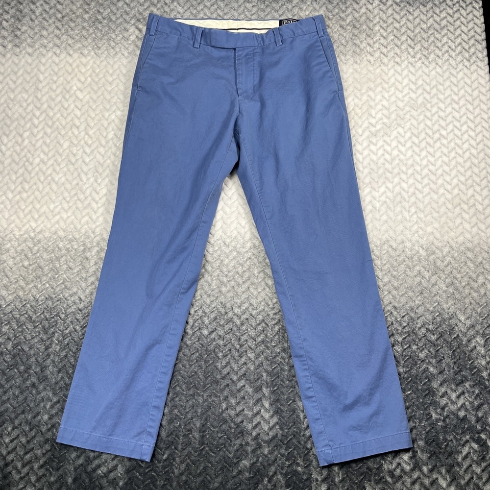 VTG‎ Ralph Lauren Stretch Custom Fit Dress Chino Pant Mens 34x30 Blue Polo